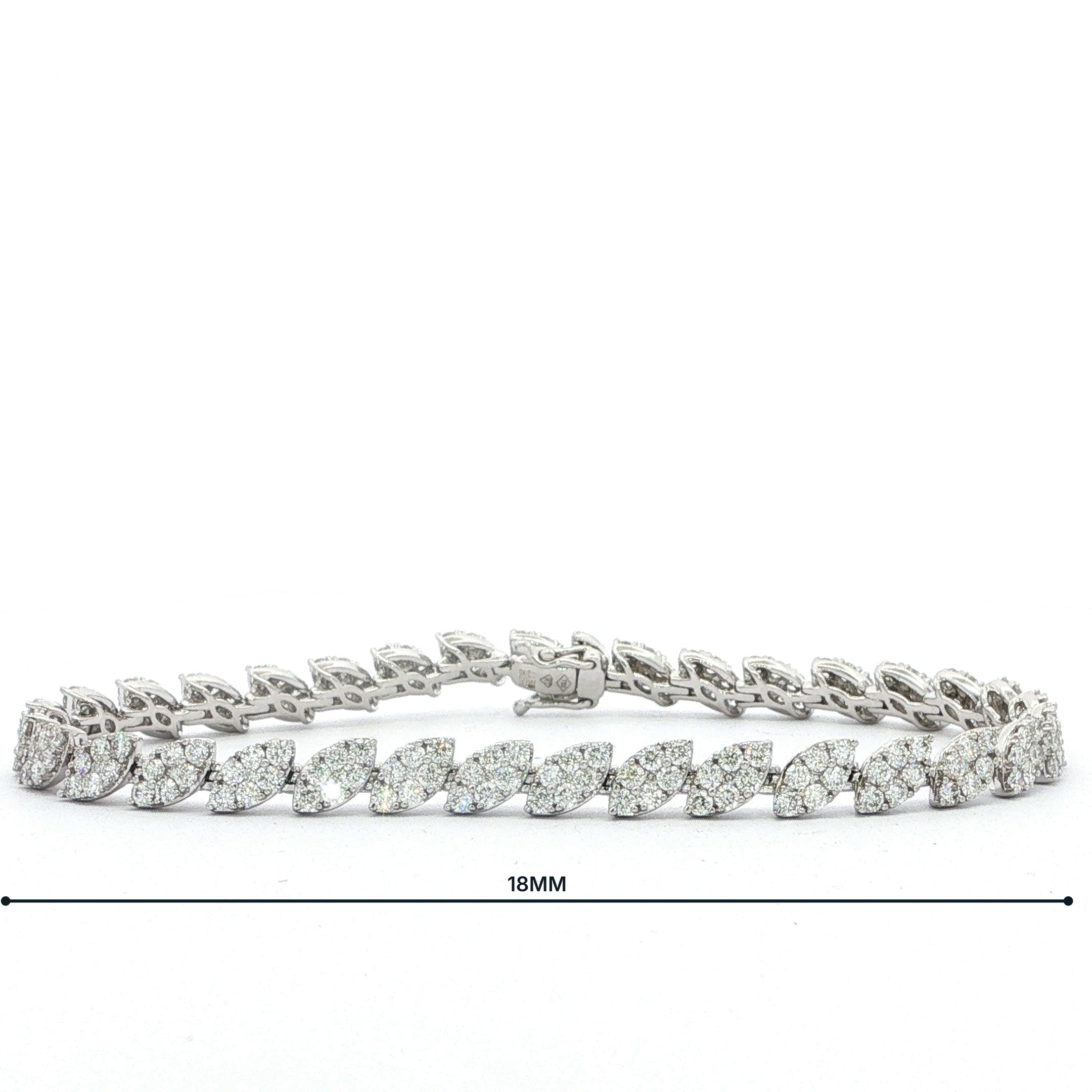 3.87ct Natural Diamond Marquise Cluster Line Bracelet in 18ct White Gold