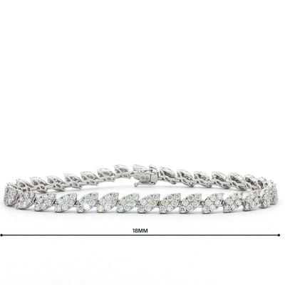 3.87ct Natural Diamond Marquise Cluster Line Bracelet in 18ct White Gold