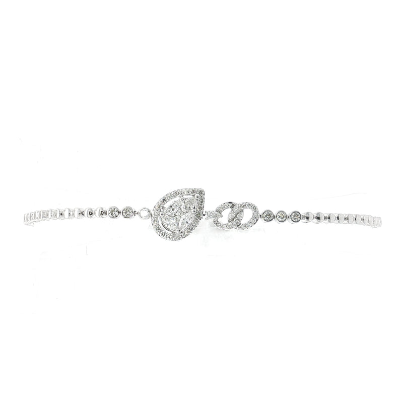 0.64ct Natural Diamond Multi Stone Pear Halo Bracelet in 18ct White Gold