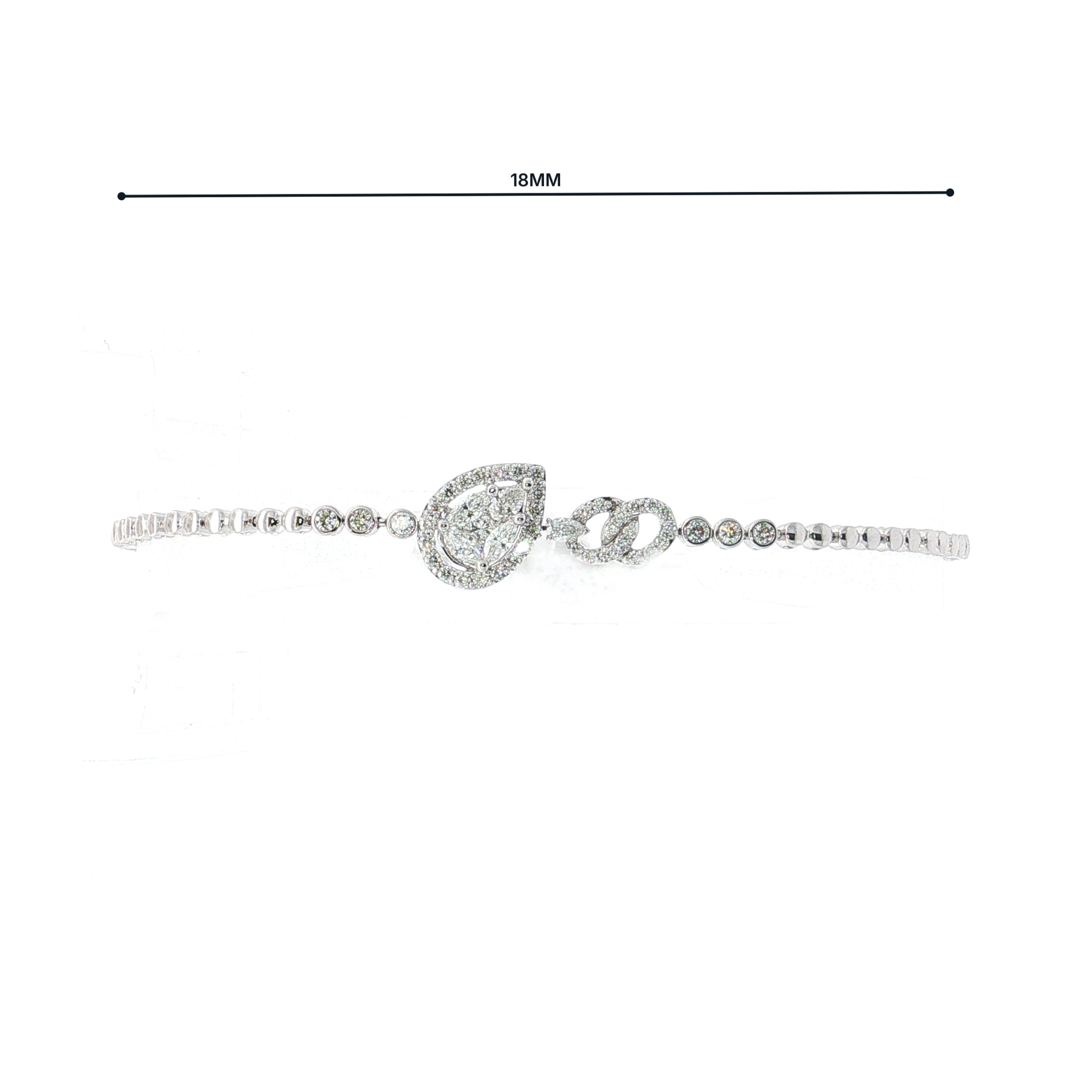 0.64ct Natural Diamond Multi Stone Pear Halo Bracelet in 18ct White Gold