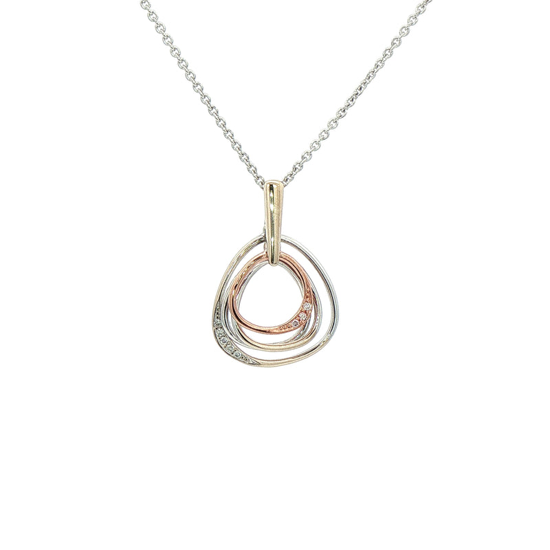 Natural Diamond 3 Layer Pendant in 9ct White & Rose Gold