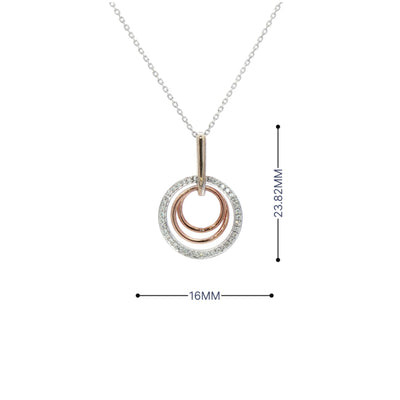 Natural Diamond 3 Circle Pendant in 9ct White & Rose Gold