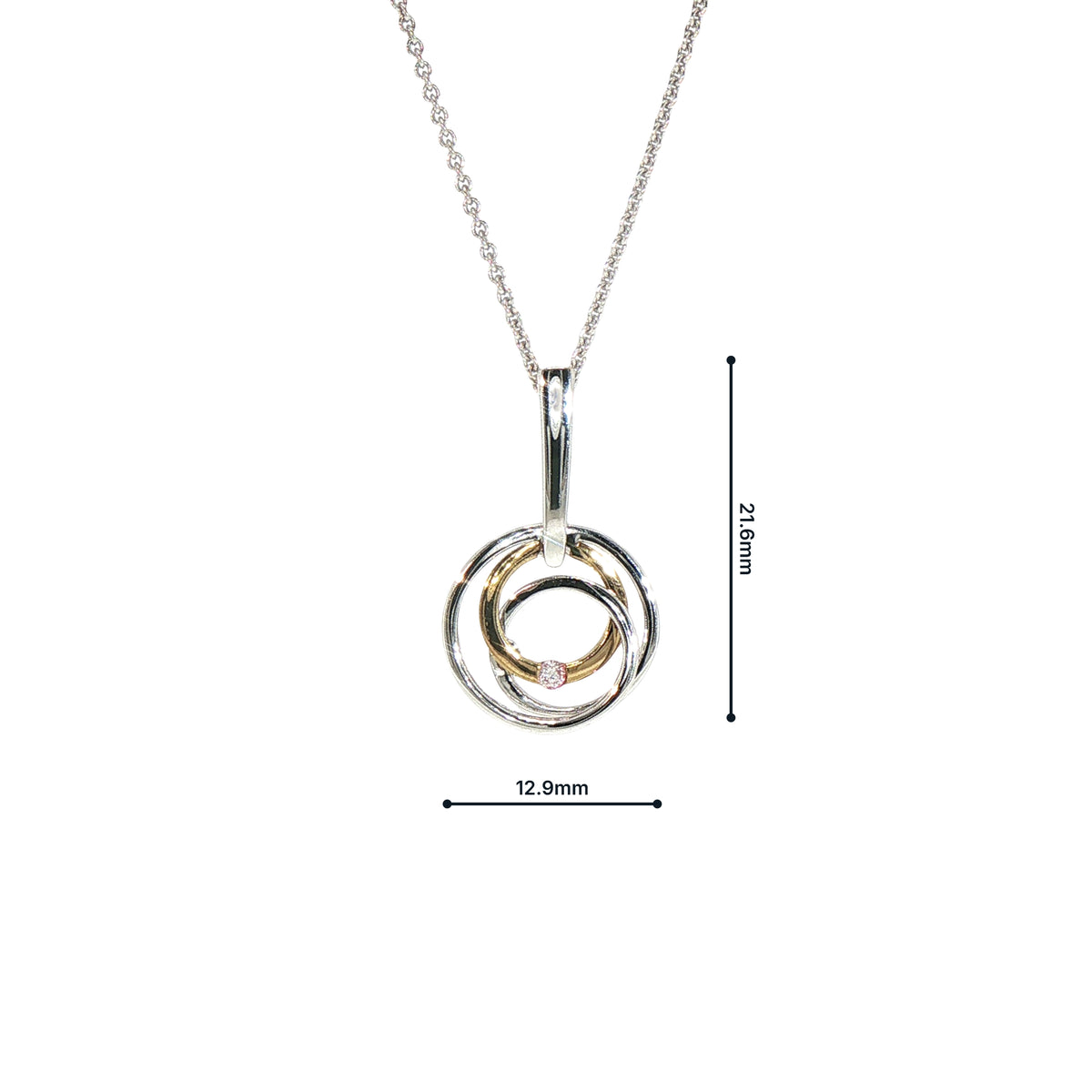 Natural Diamond Interwoven Circle Pendant in 9ct White & Yellow Gold