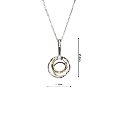 Natural Diamond Interwoven Circle Pendant in 9ct White & Yellow Gold