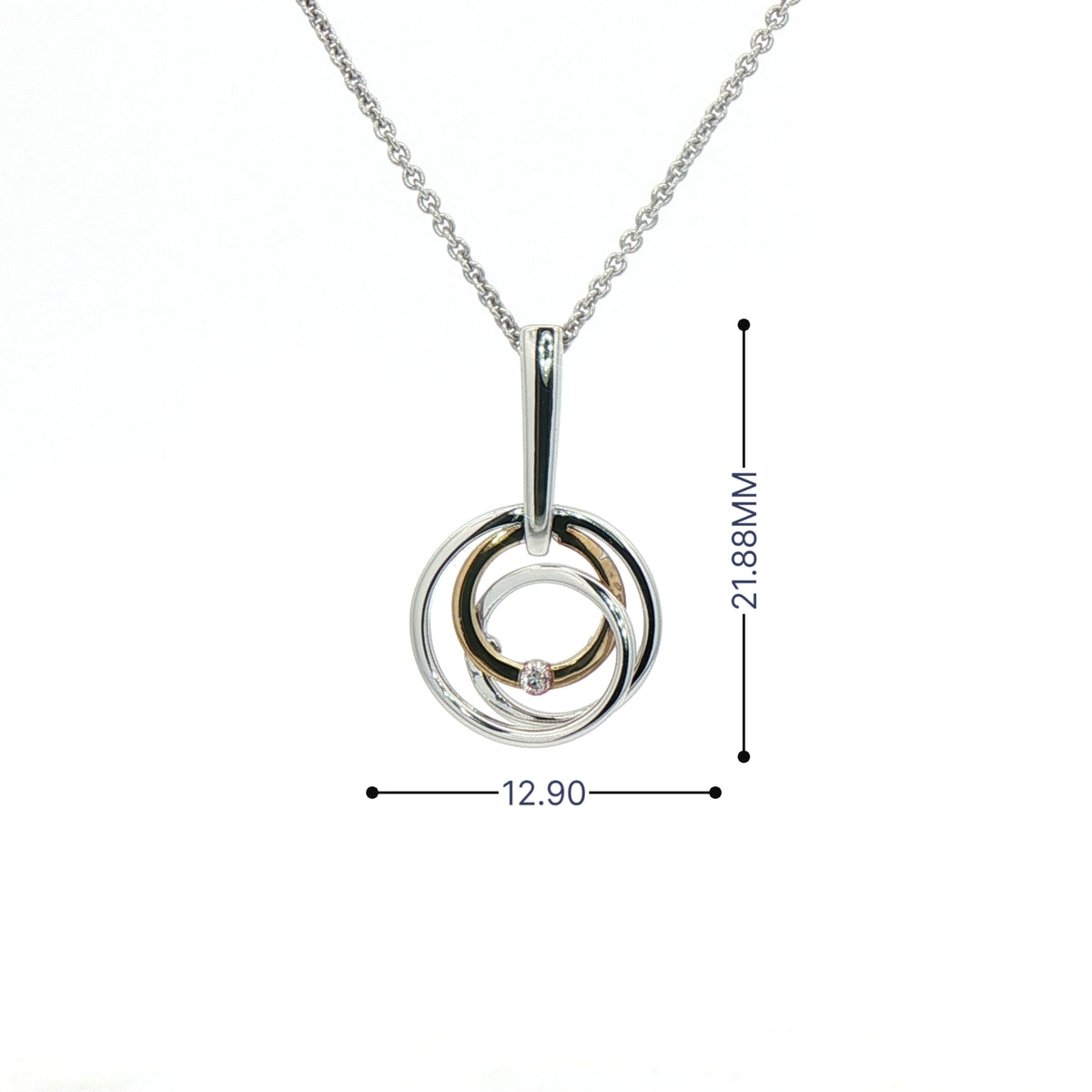 Natural Diamond Interwoven Circle Pendant in 9ct White & Yellow Gold