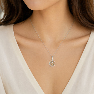 Natural Diamond Interwoven Circle Pendant in 9ct White & Yellow Gold