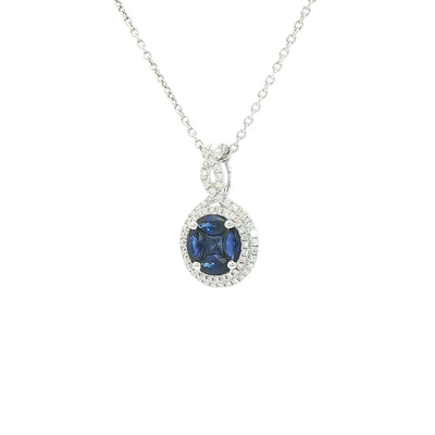 0.81ct Sapphire & 0.26ct Natural Diamond Curving Multistone Pendant in 18ct White Gold