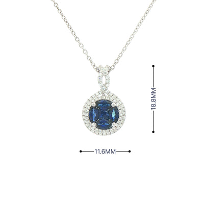 0.81ct Sapphire & 0.26ct Natural Diamond Curving Multistone Pendant in 18ct White Gold