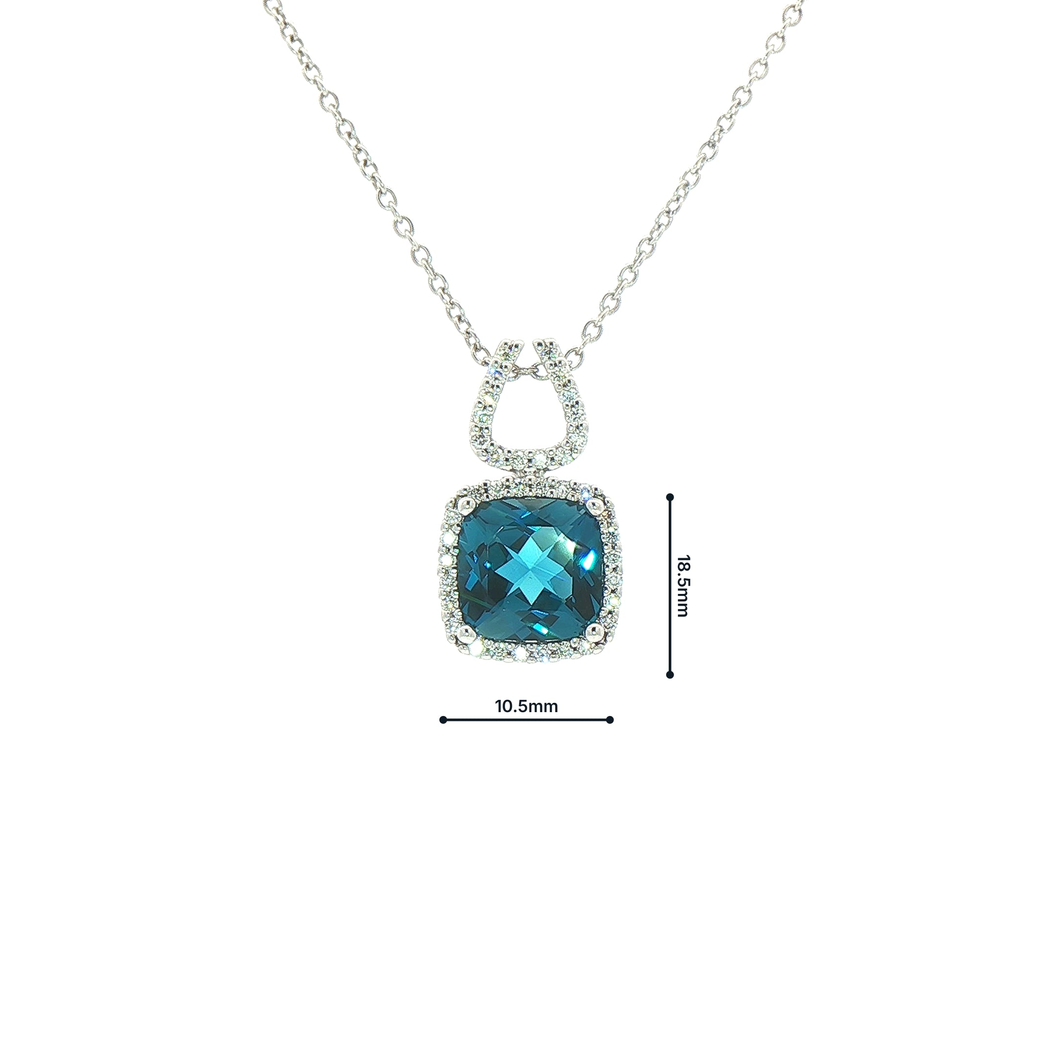 0.27 Natural Diamond & London Blue Topaz Drop Pendant in 9ct White Gold