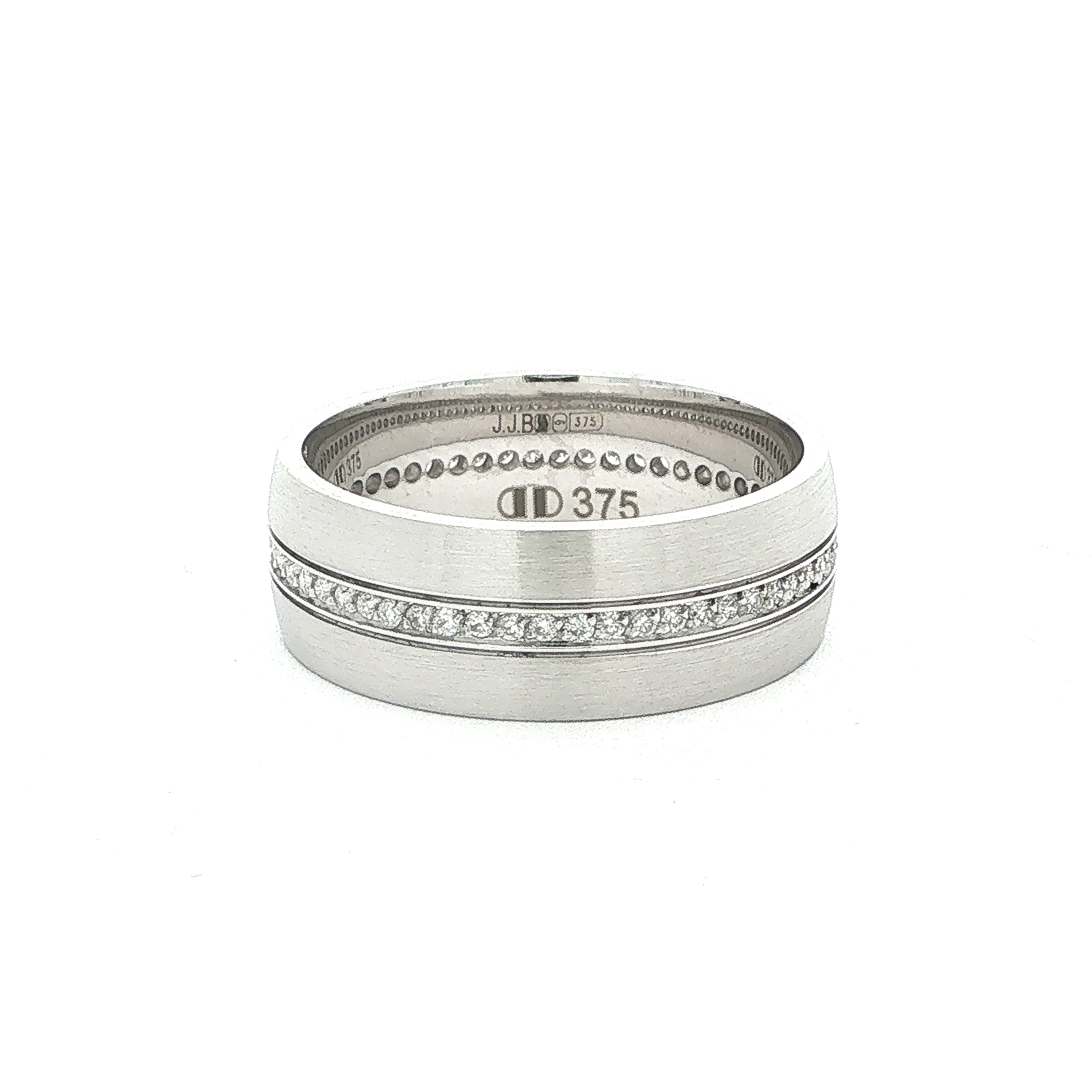 0.56ct 9ct White gold full natural diamond set polished Gents wedding band