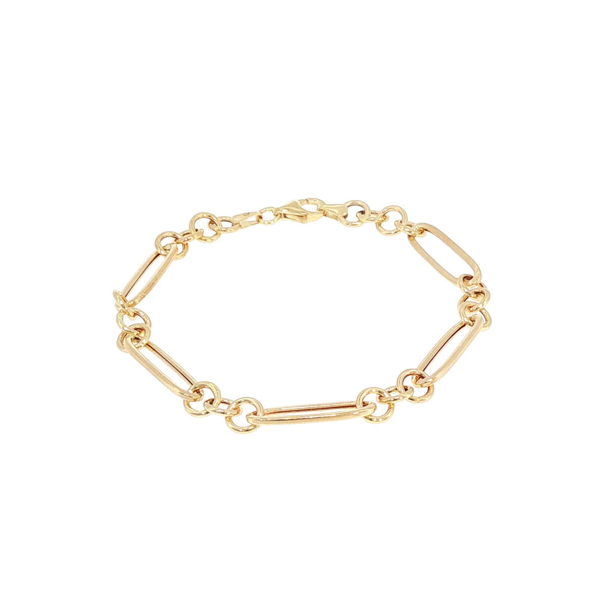 Ladies Hollow Figaro Paper Link Style Bracelet Weighting Total 3.1G In 9ct Yellow Gold