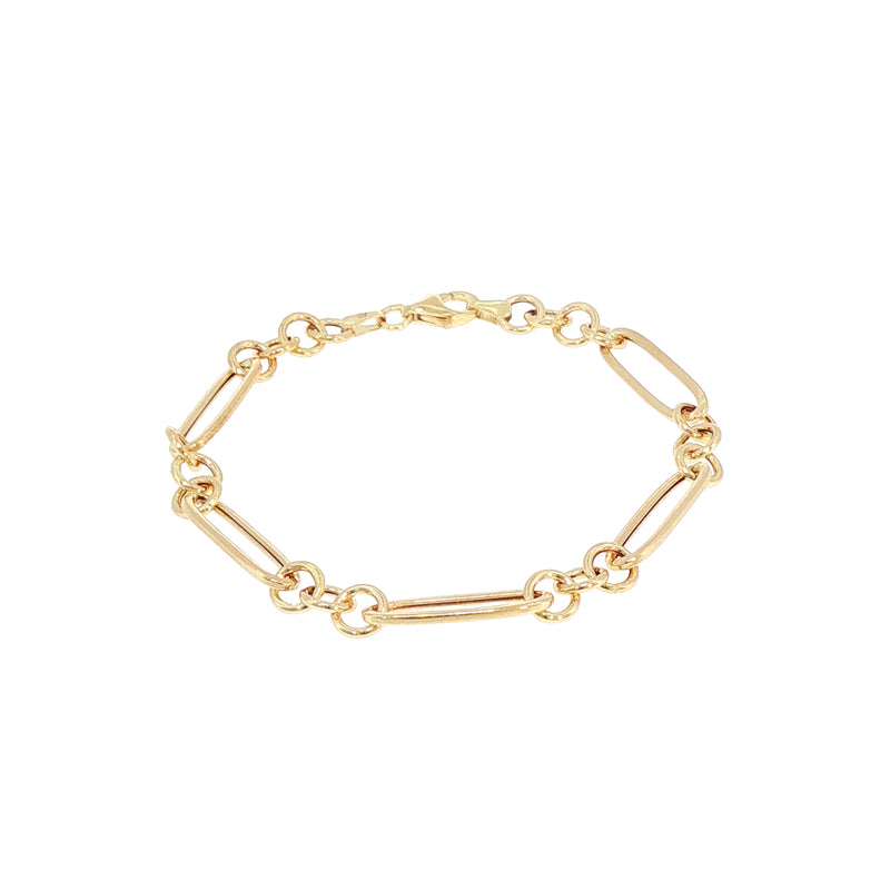 Ladies Hollow Figaro Paper Link Style Bracelet Weighting Total 3.1G In 9ct Yellow Gold