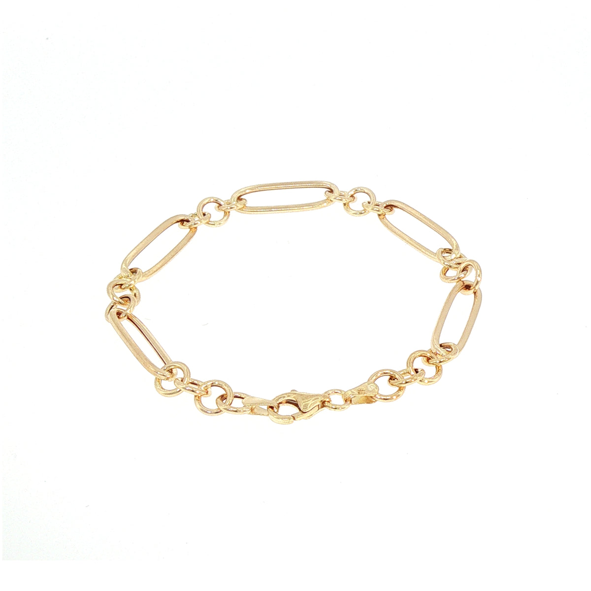 Ladies Hollow Figaro Paper Link Style Bracelet Weighting Total 3.1G In 9ct Yellow Gold