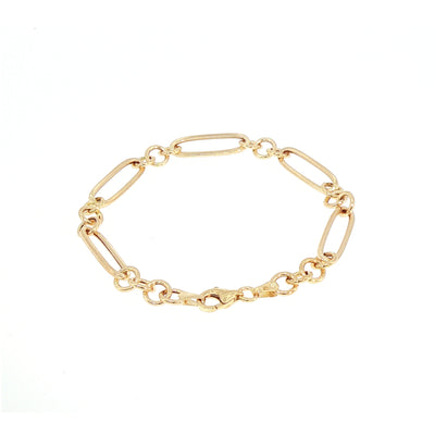 Ladies Hollow Figaro Paper Link Style Bracelet Weighting Total 3.1G In 9ct Yellow Gold