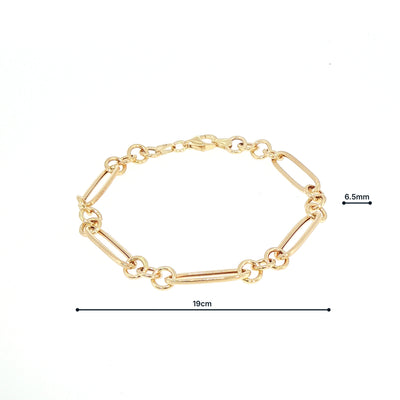 Ladies Hollow Figaro Paper Link Style Bracelet Weighting Total 3.1G In 9ct Yellow Gold