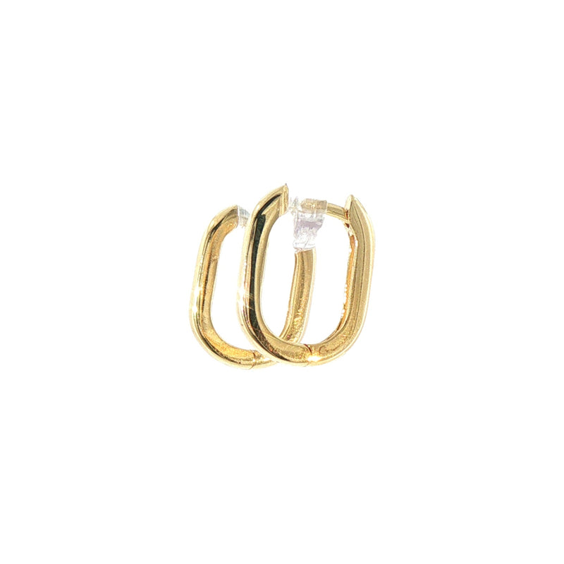 Rectangular Small Hoop Earrings in 9ct Yellow Gold