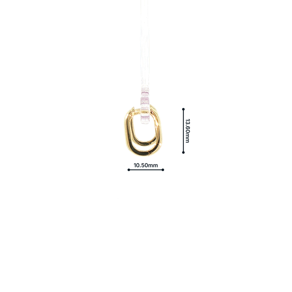 Rectangular Small Hoop Earrings in 9ct Yellow Gold