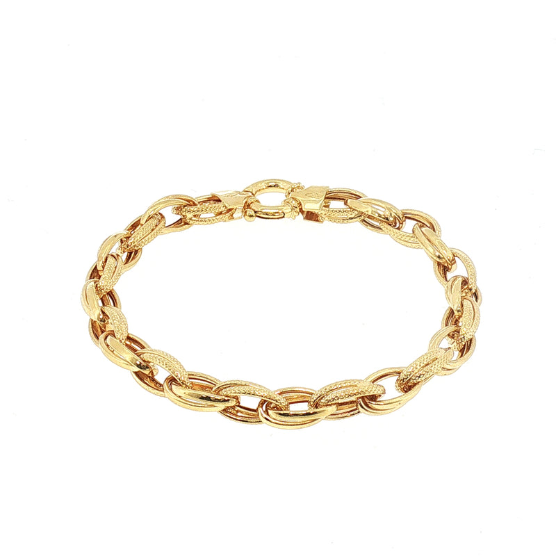 Ladies Double Oval Link Fancy Bracelet in 9ct Yellow Gold