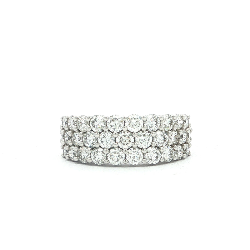 2.04ct Fvs 3 Row Brilliant Cut Natural Diamond Dress Ring In 18ct White Gold