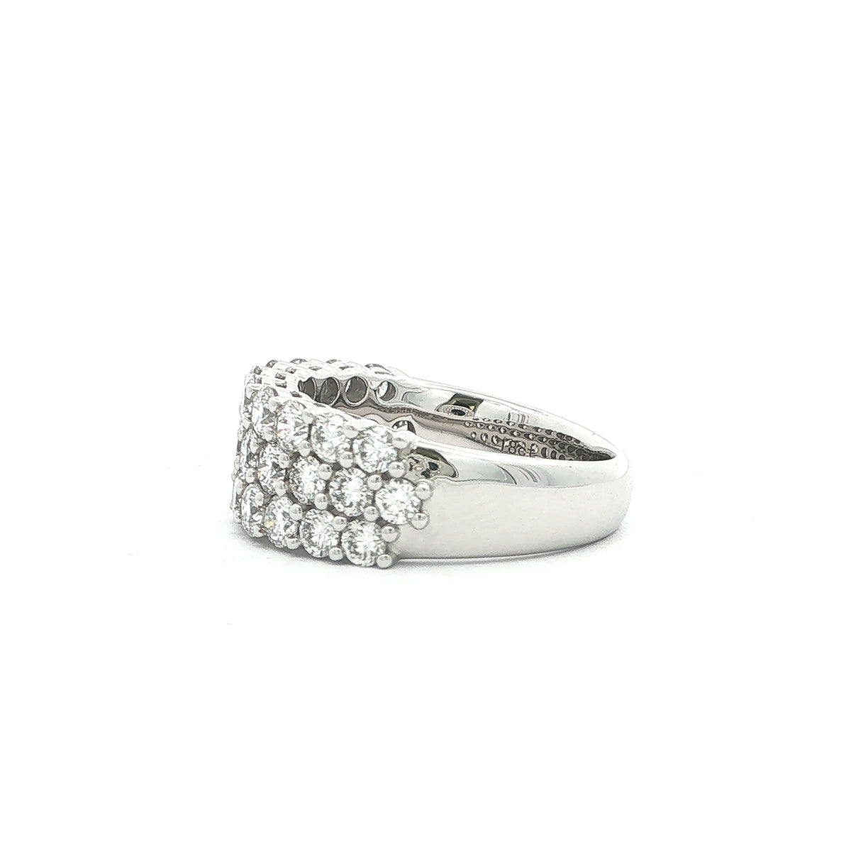 2.04ct Fvs 3 Row Brilliant Cut Natural Diamond Dress Ring In 18ct White Gold