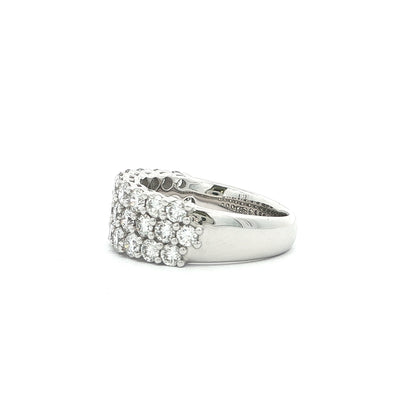 2.04ct Fvs 3 Row Brilliant Cut Natural Diamond Dress Ring In 18ct White Gold
