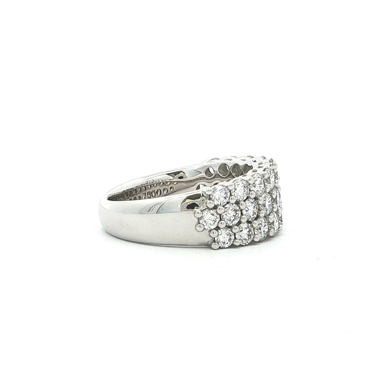 2.04ct Fvs 3 Row Brilliant Cut Natural Diamond Dress Ring In 18ct White Gold