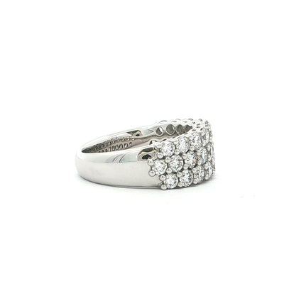2.04ct Fvs 3 Row Brilliant Cut Natural Diamond Dress Ring In 18ct White Gold