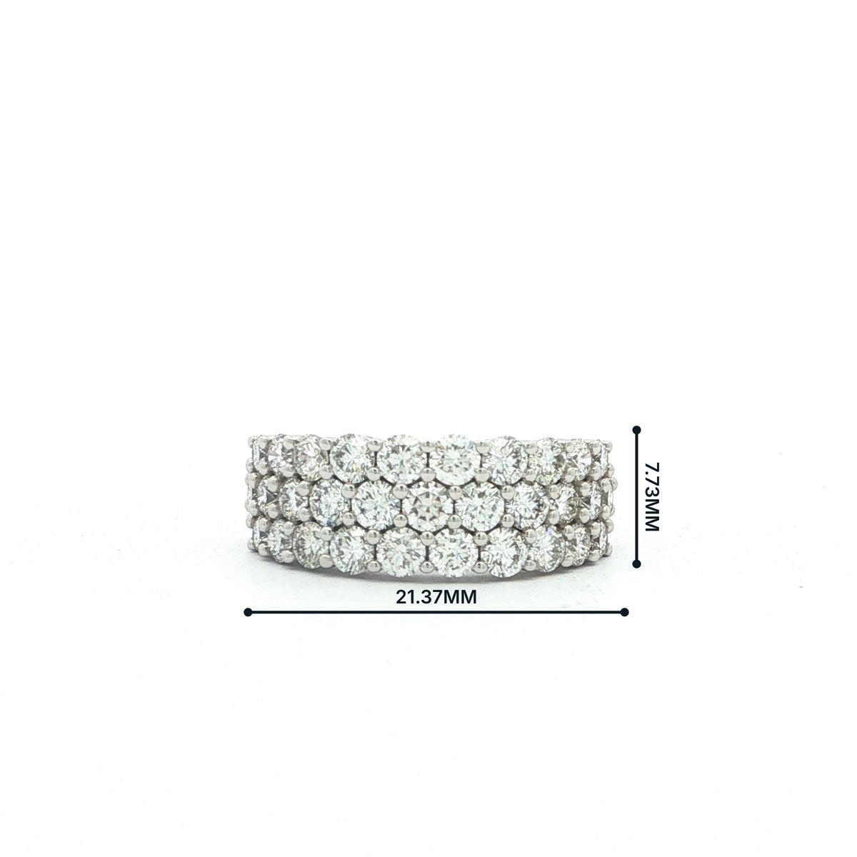 2.04ct Fvs 3 Row Brilliant Cut Natural Diamond Dress Ring In 18ct White Gold