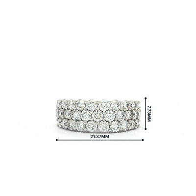 2.04ct Fvs 3 Row Brilliant Cut Natural Diamond Dress Ring In 18ct White Gold