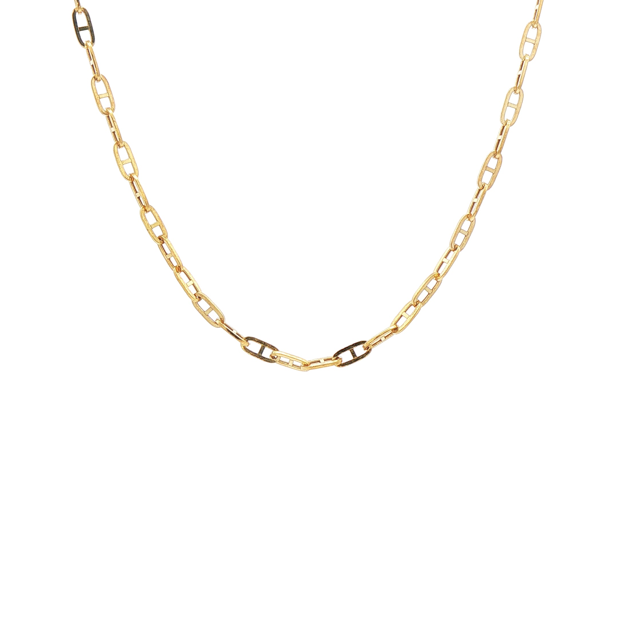 Small Square Rambo Link 18 Inch Chain in 9ct Gold