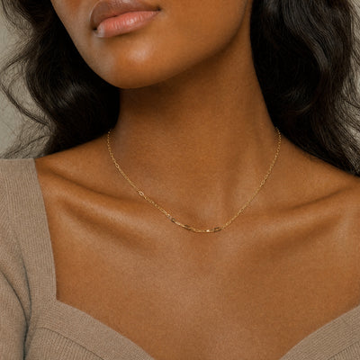 Small Square Rambo Link 18 Inch Chain in 9ct Gold