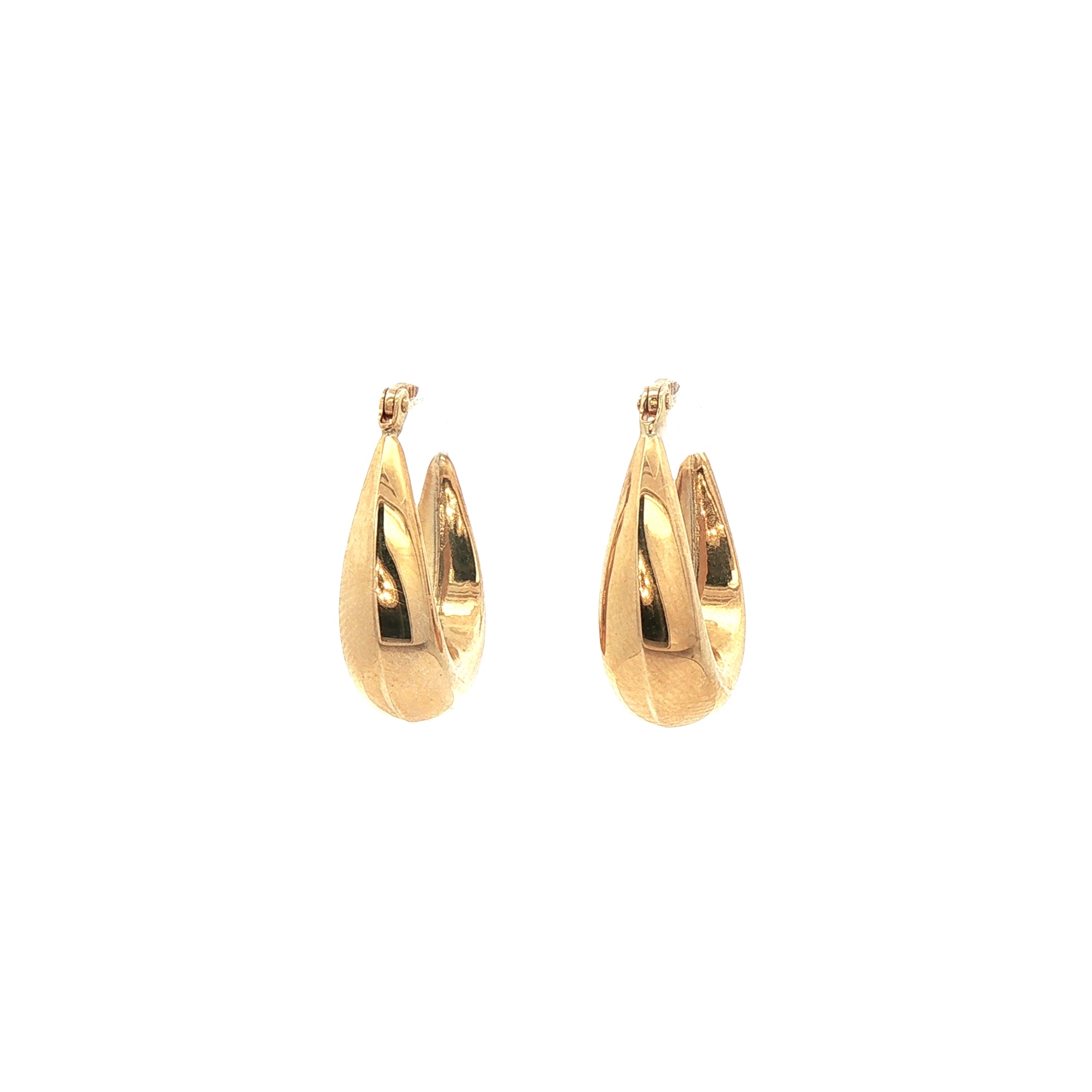 Tapered Knife Edge Creole Hoop Earring in 9ct Yellow Gold