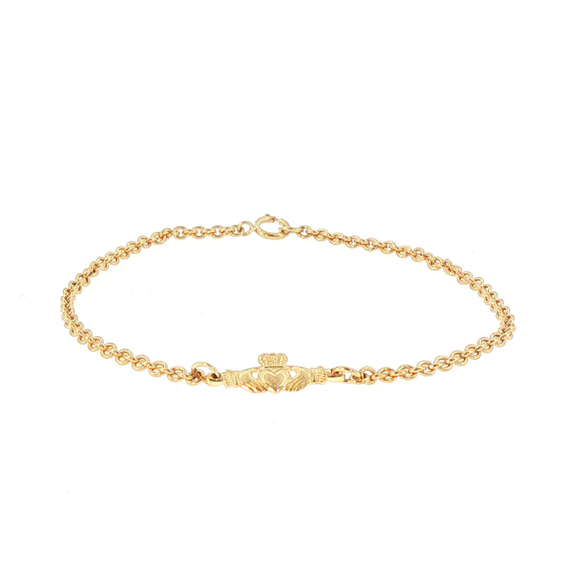 Single Claddagh Bracelet in 10ct Yellow Gold