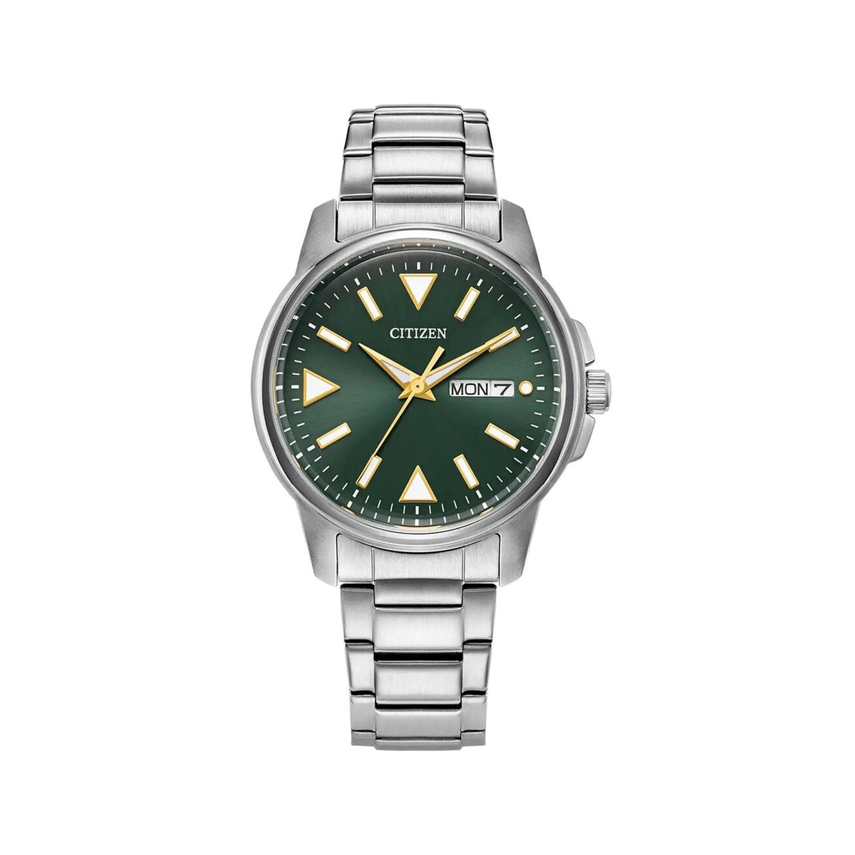 Citizen Gents Eco Drive Day/Date Green Dial on Stainless Steel Bracelet
