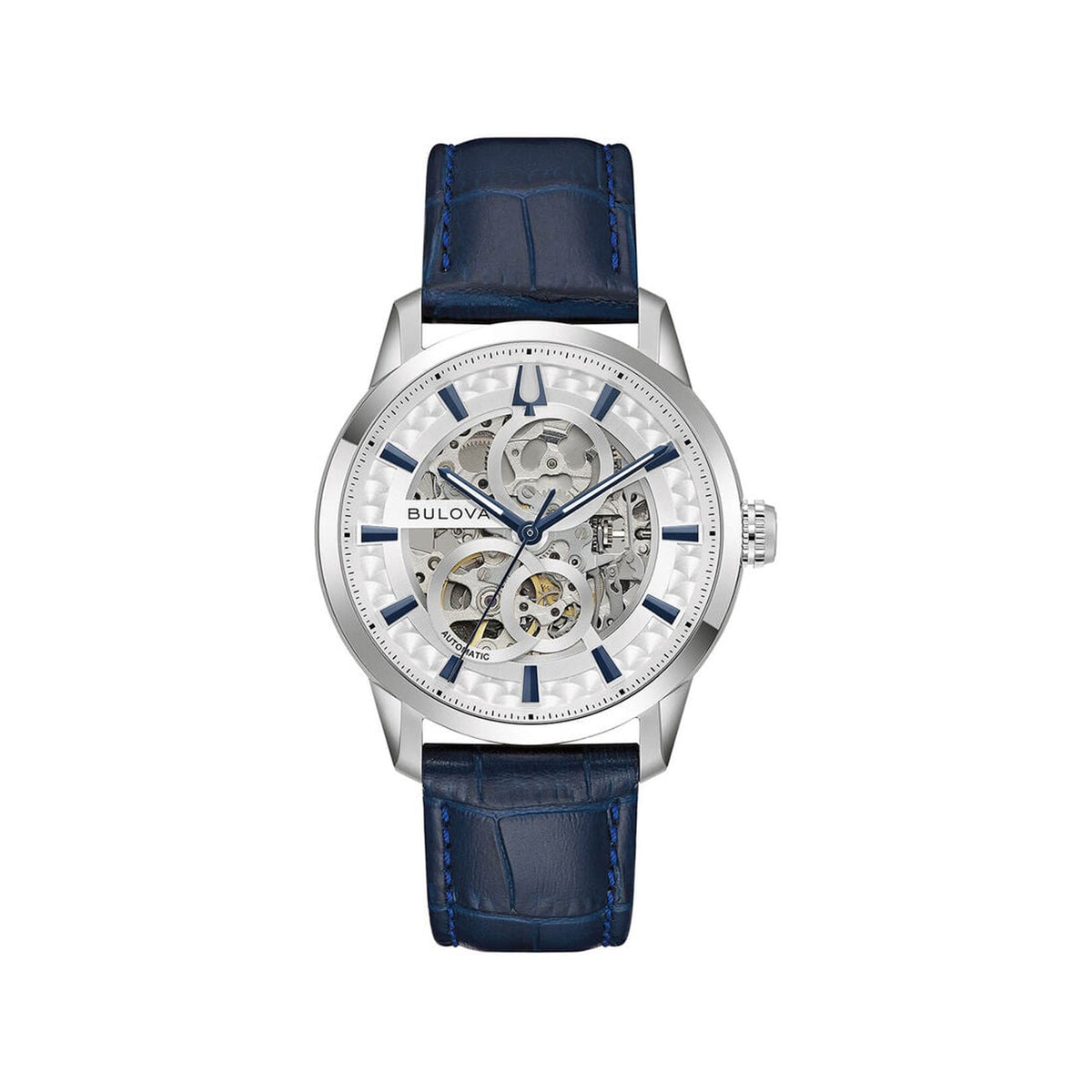 Bulova Gents Sutton Automatic Skeleton Blue Strap