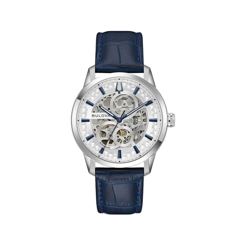Bulova Gents Sutton Automatic Skeleton Blue Strap