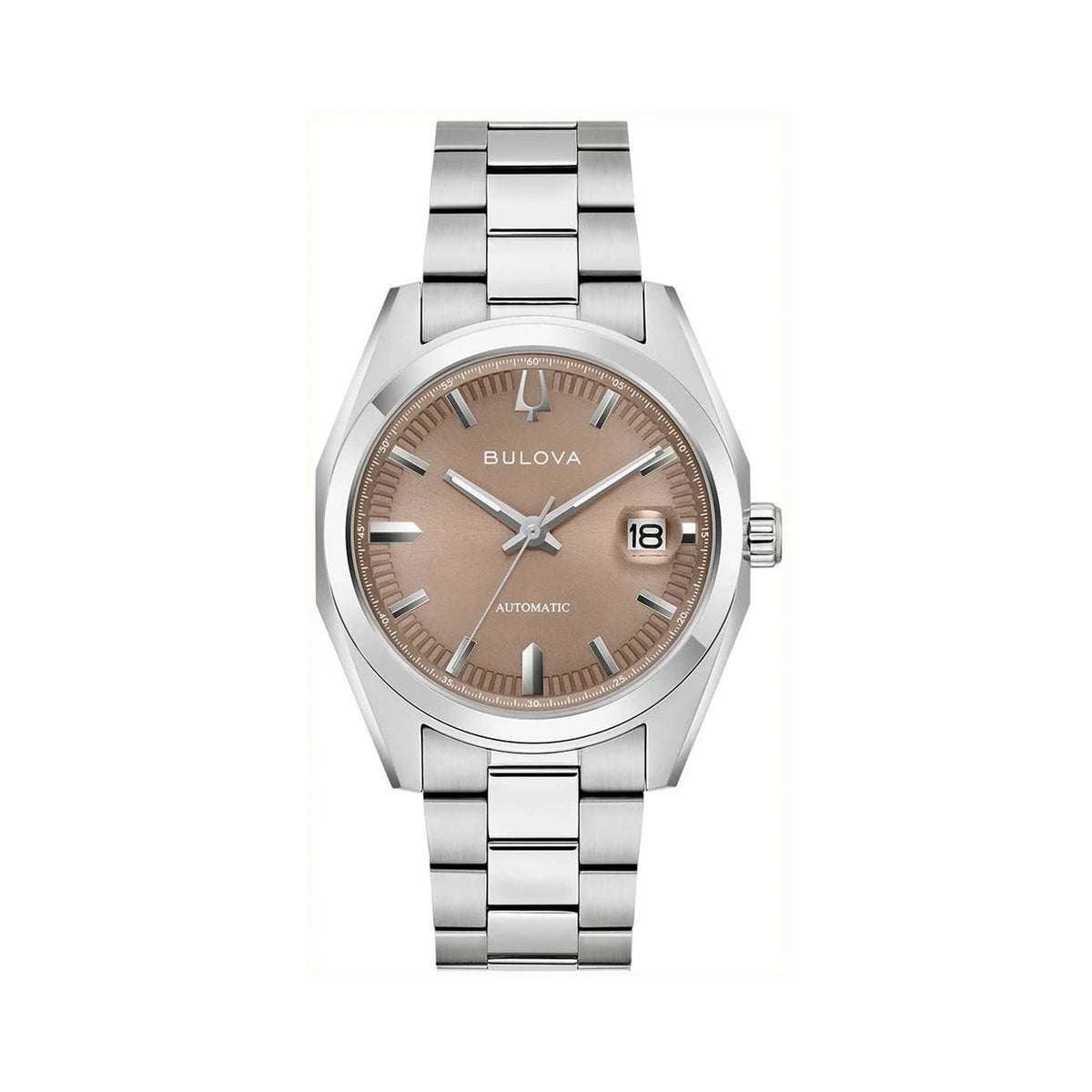 Bulova Surveyor Gents Automatic Rose Dial on Stainless Steel Bracelet