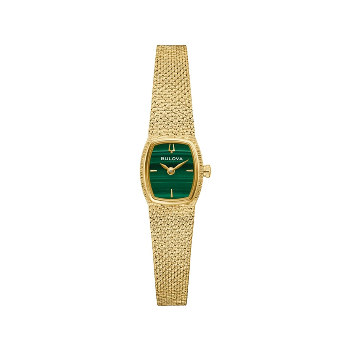 Bulova Ladies Goddess Of Time Green Dial Gold Plated Mesh Bracelet