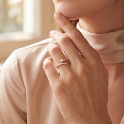 9ct Yellow Gold Natural Diamond Dress Ring with Pavé Setting