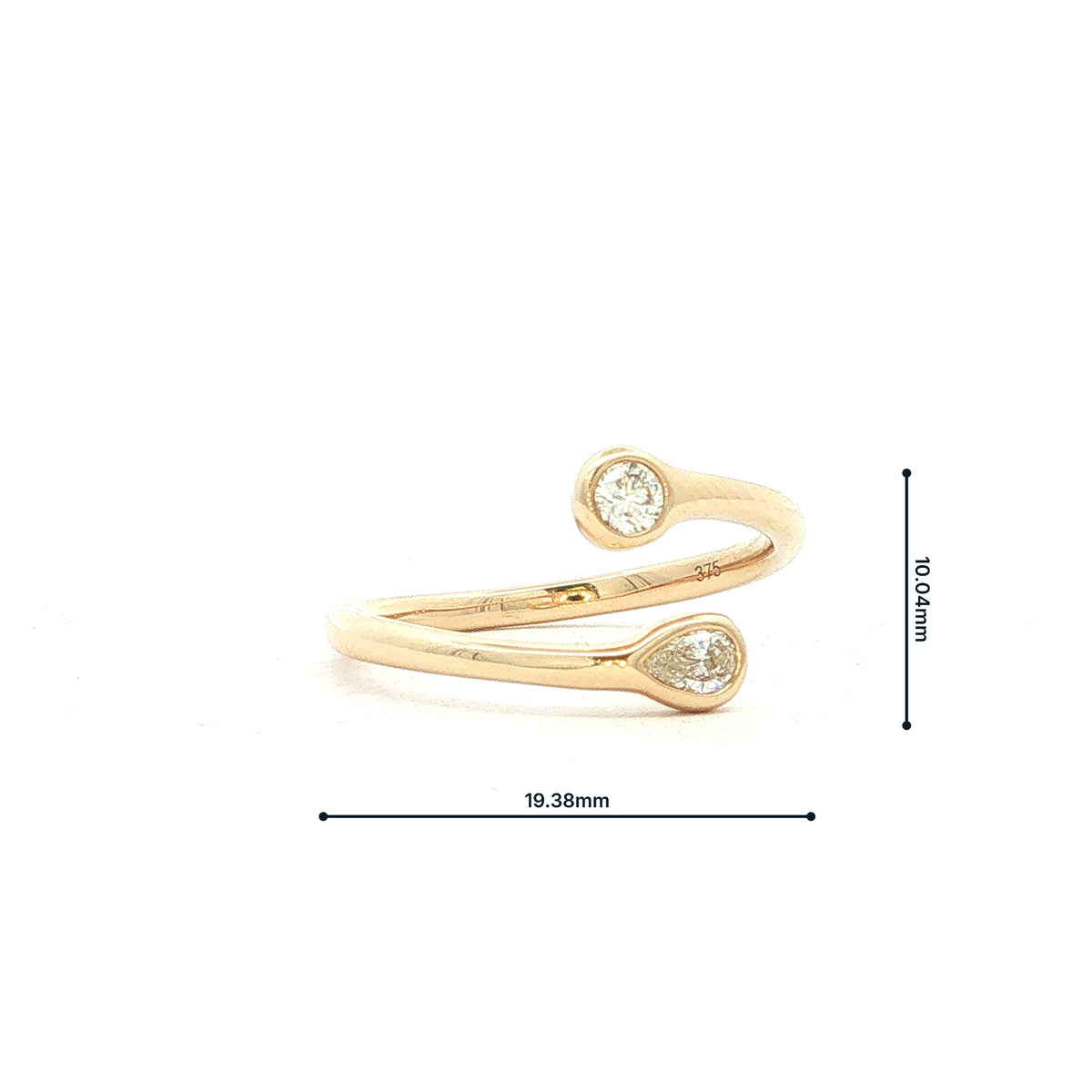 9ct Yellow Gold Round and Pear Natural Diamond Open Style Ring