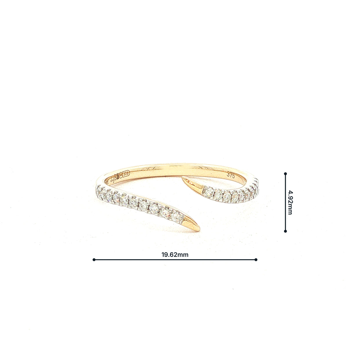 Natural Diamond Open Band Ring in 9ct Yellow Gold