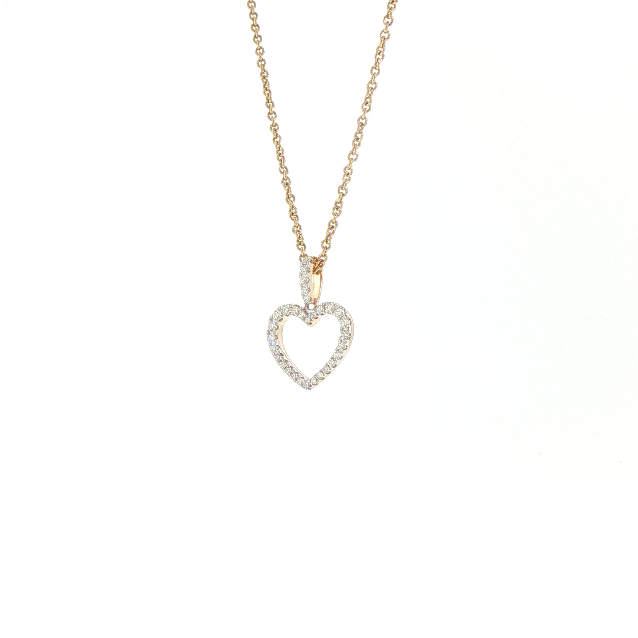 9ct Yellow Gold Natural Diamond Heart Pendant
