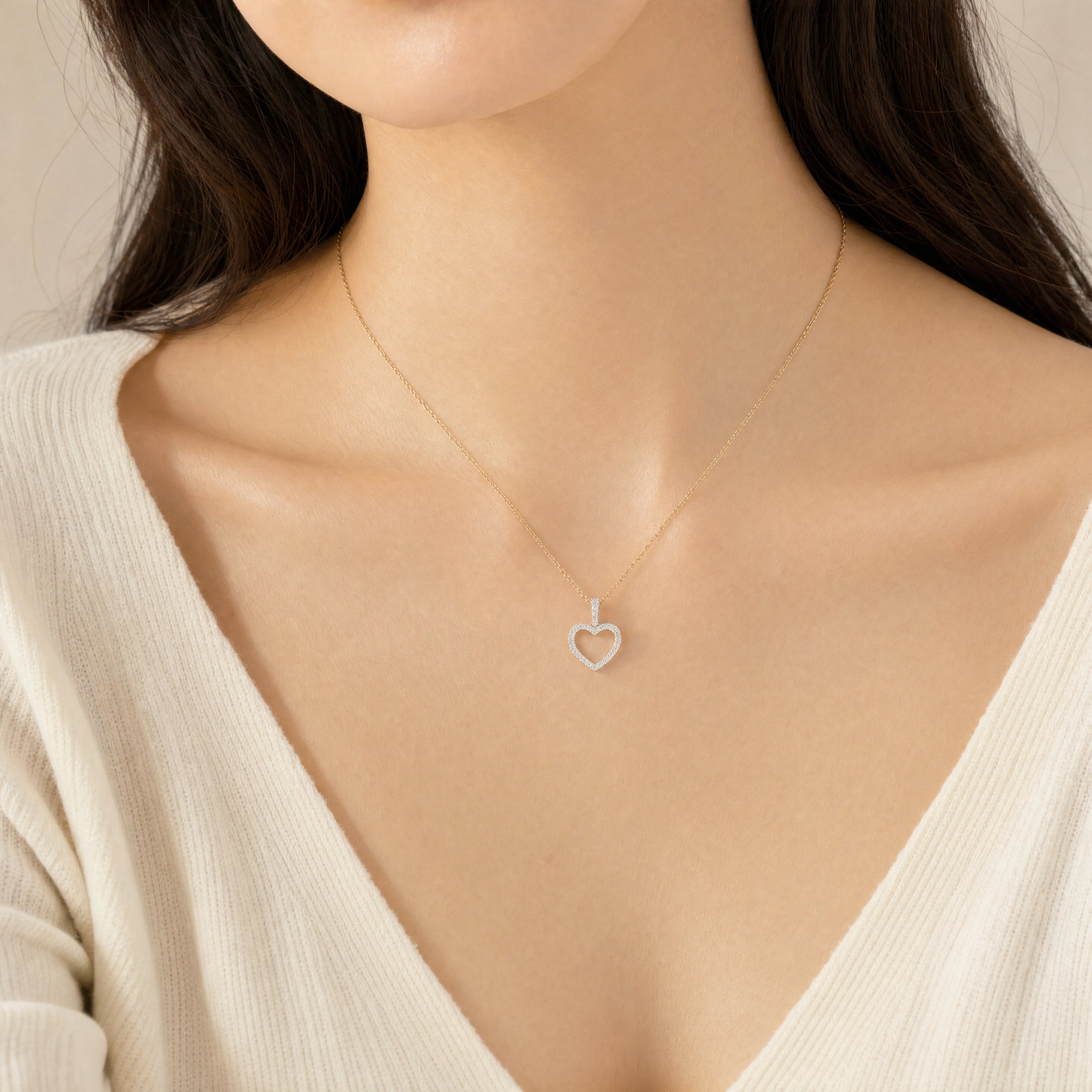 9ct Yellow Gold Natural Diamond Heart Pendant