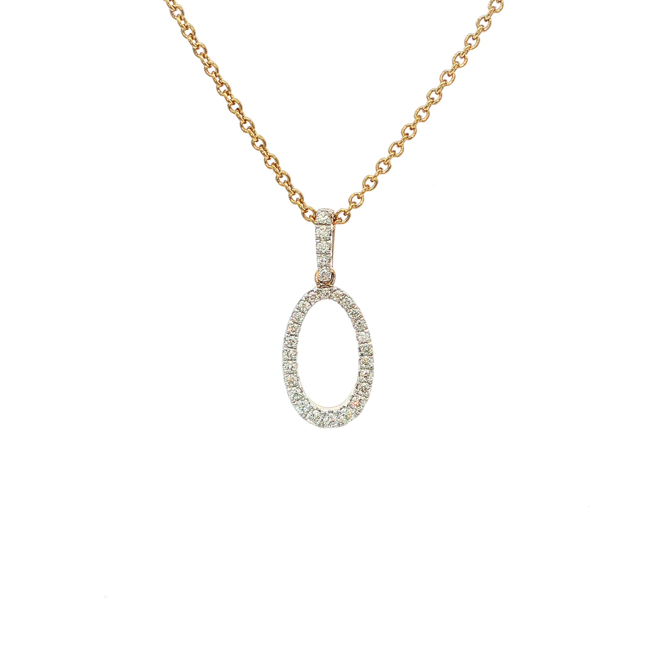 9ct Yellow Gold Natural Diamond Set Oval Pendant