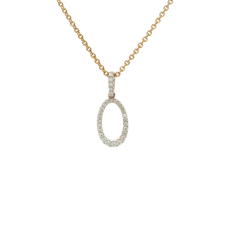 9ct Yellow Gold Natural Diamond Set Oval Pendant