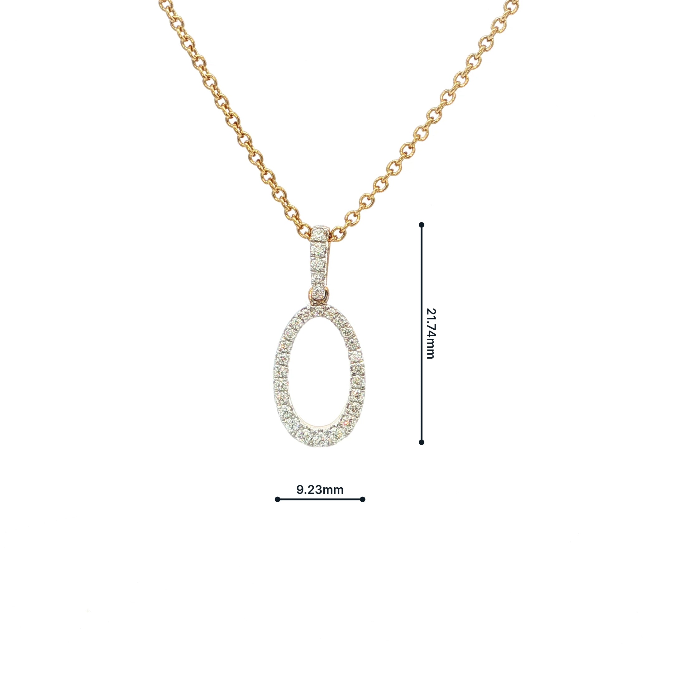 9ct Yellow Gold Natural Diamond Set Oval Pendant