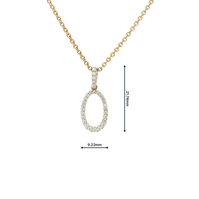 9ct Yellow Gold Natural Diamond Set Oval Pendant