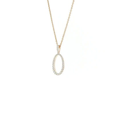 Open Oval Natural Diamond Pendant Necklace in 9ct Yellow Gold