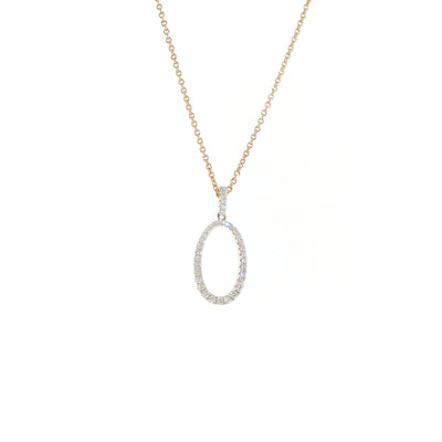 Open Oval Natural Diamond Pendant Necklace in 9ct Yellow Gold