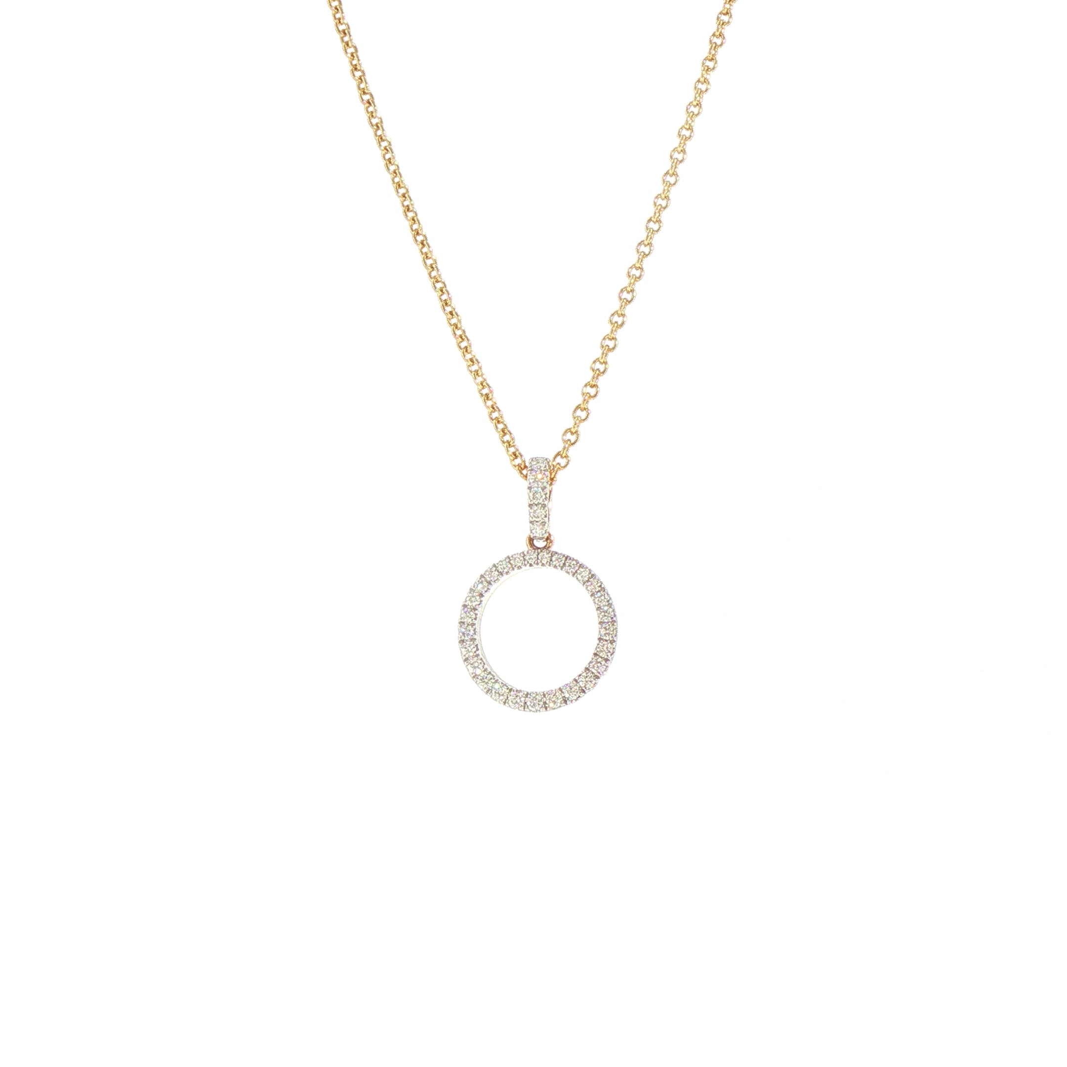 9ct Yellow Gold Small Round Natural Diamond Set Pendant